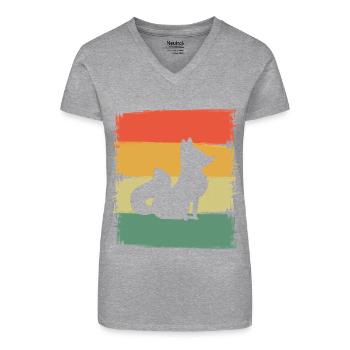 Fuchs - Bio Frauen T-Shirt mit V-Ausschnitt - Schwarz - Vorne