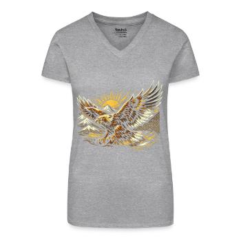 Majestueux aigle royal kazakh - T-shirt bio col V Femme - noir - Devant