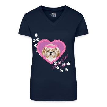 Ausruhende B!tch Gesicht Shih Tzu - Bio Frauen T-Shirt mit V-Ausschnitt - Dunkelblau - Vorne