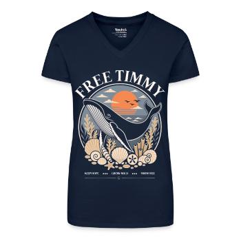 Déclaration de baleines à bosse Timmy Hope Produits dérivés - T-shirt bio col V Femme - bleu foncé - Devant