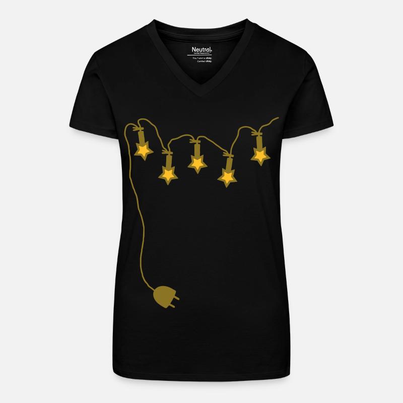 Lichterkette mit Stecker - V2 - Bio Frauen T-Shirt mit V-Ausschnitt - Schwarz