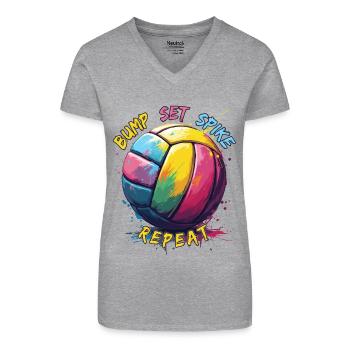pallavolo, giocatori di pallavolo divertente, giocatori di pallavolo - Maglietta ecologica da donna con scollo a V - nero - Fronte