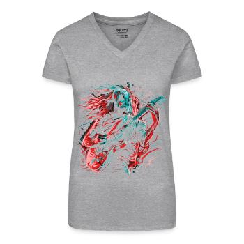 Guitariste Guitare électrique Rock Punk Metal Splash Neon - T-shirt bio col V Femme - noir - Devant