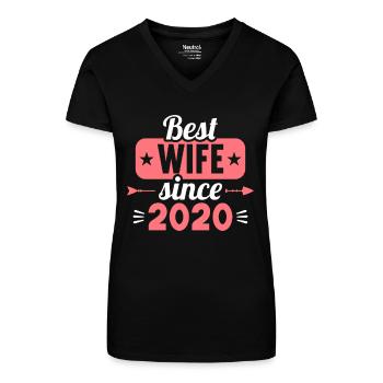Meilleure femme Meilleur mari depuis 2020 - T-shirt bio col V Femme - noir - Devant