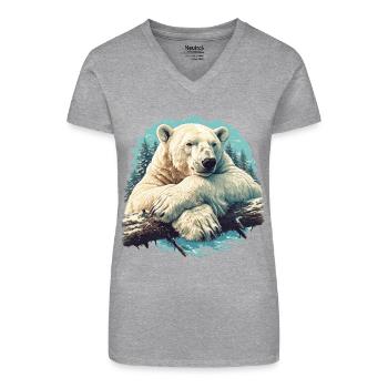 Polar Bear Eisbären Eisbär - Bio Frauen T-Shirt mit V-Ausschnitt - Schwarz - Vorne