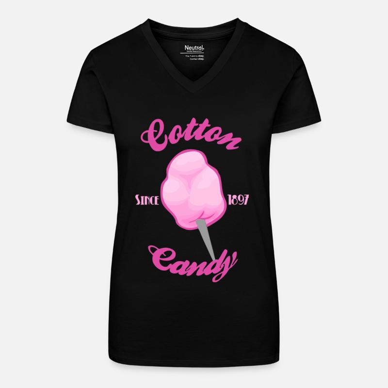 Zuckerwatte 2 - Bio Frauen T-Shirt mit V-Ausschnitt - Schwarz