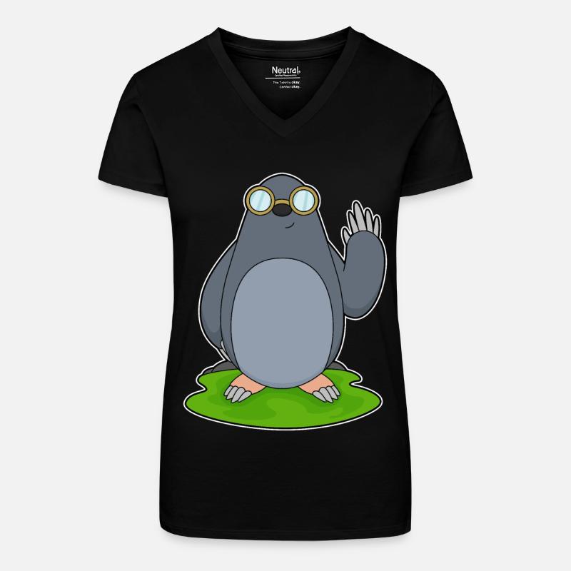 Mole glasses - Organic Women's V-Neck T-Shirt - black