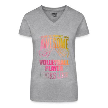 volley-ball - T-shirt bio col V Femme - noir - Devant