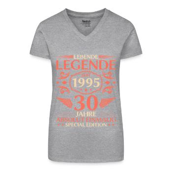 1995 Jahrgang Absolut Einmalig 30. Geburtstag - Bio Frauen T-Shirt mit V-Ausschnitt - Schwarz - Vorne