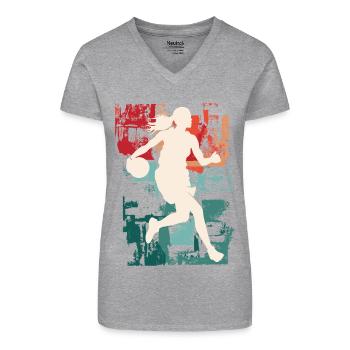 basket-ball femme basketteur joueur de basket-ball - T-shirt bio col V Femme - noir - Devant