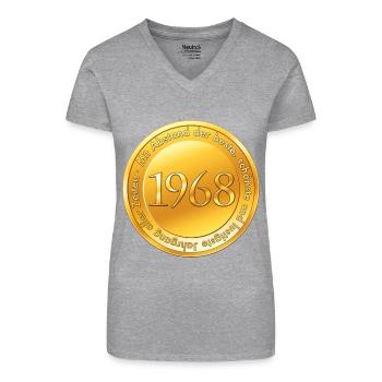 Goldmünze Goldmedaille Jahrgang 1968 - Bio Frauen T-Shirt mit V-Ausschnitt - Schwarz - Vorne