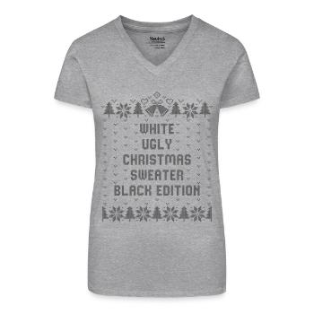 White Ugly Christmas Sweater Black Edition - Bio Frauen T-Shirt mit V-Ausschnitt -  - Vorne