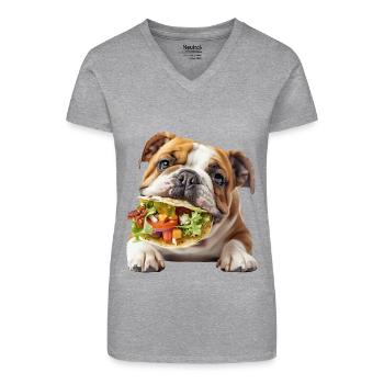 Bulldog inglese - Maglietta ecologica da donna con scollo a V - nero - Fronte