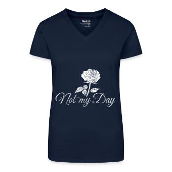 Not My Day – Anti-Valentinstag Rose - Bio Frauen T-Shirt mit V-Ausschnitt - Dunkelblau - Vorne
