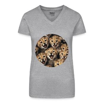 Gepard - Bio Frauen T-Shirt mit V-Ausschnitt - Schwarz - Vorne