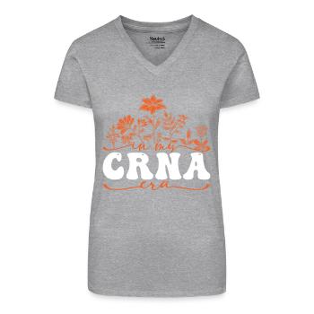 In My CRNA Era Blumenmotiv - Bio Frauen T-Shirt mit V-Ausschnitt - Schwarz - Vorne
