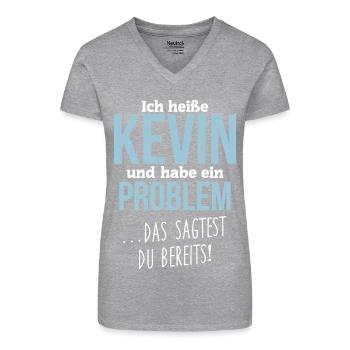 Kevin + Problem - Bio Frauen T-Shirt mit V-Ausschnitt - Schwarz - Vorne