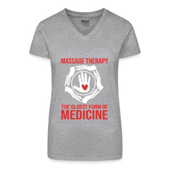Massage - Bio Frauen T-Shirt mit V-Ausschnitt - Schwarz - Vorne