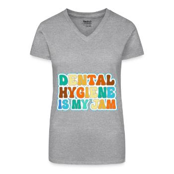 Rezeptionist Zahnarzt Zahn Dentist - Bio Frauen T-Shirt mit V-Ausschnitt - Schwarz - Vorne