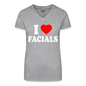 I love facials - T-shirt bio col V Femme - noir - Devant