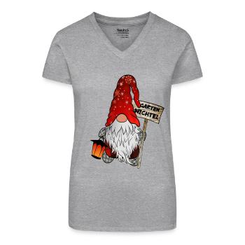 Garten Wichtel – Weihnachtsgnom - Bio Frauen T-Shirt mit V-Ausschnitt - Schwarz - Vorne
