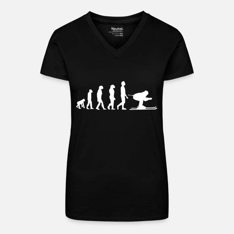 Evolution Ski / Development - Organic Women's V-Neck T-Shirt - black
