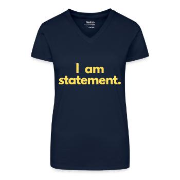 Aussage txt gelb - Bio Frauen T-Shirt mit V-Ausschnitt - Dunkelblau - Vorne