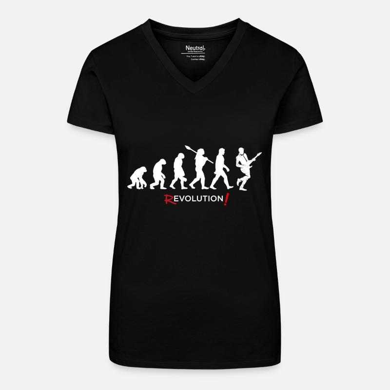 Revolution - Evolution Man Fun Twist 3 - Bio Frauen T-Shirt mit V-Ausschnitt - Schwarz