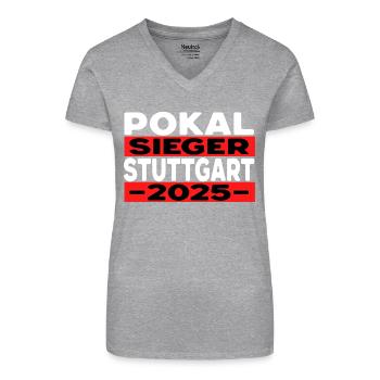 Stuttgart Pokalsieger 2025 Fußballfieber - Bio Frauen T-Shirt mit V-Ausschnitt - Schwarz - Vorne