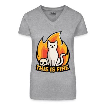 C’est très bien - T-shirt bio col V Femme - noir - Devant