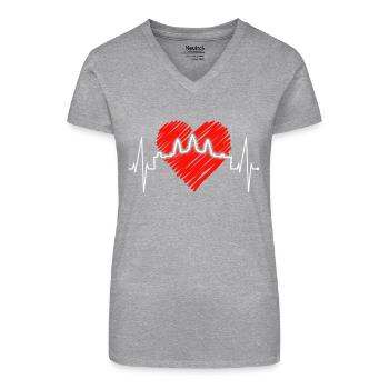 Cambodia Skyline Heartbeat Siem Raep Angkor Wat - T-shirt bio col V Femme - noir - Devant