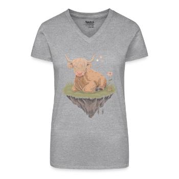 Imaginative escape: Scottish Highland cattle - Organic Women's V-Neck T-Shirt - black - Front