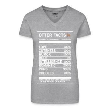Otter-Tatsachen lustiges Otter-Liebhaber-T-Shirt - Bio Frauen T-Shirt mit V-Ausschnitt - Schwarz - Vorne