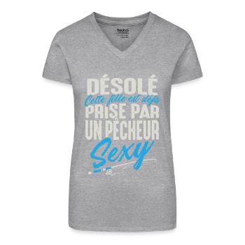 T-shirt Pêche - Déjà prise par un Pêcheur Sexy - T-shirt bio col V Femme - noir - Devant