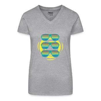 Sonnenbrillen - Bio Frauen T-Shirt mit V-Ausschnitt - Schwarz - Vorne