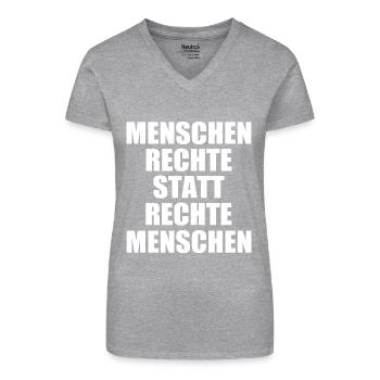 Gegen rechts - Bio Frauen T-Shirt mit V-Ausschnitt - Schwarz - Vorne