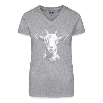 Ziege Portrait Ziegen Tiere - Bio Frauen T-Shirt mit V-Ausschnitt - Schwarz - Vorne
