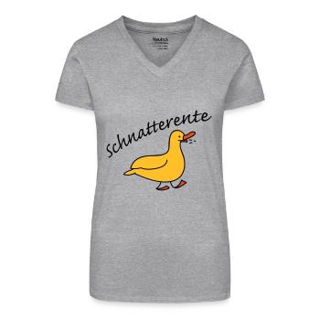 Schnatterente - Bio Frauen T-Shirt mit V-Ausschnitt - Schwarz - Vorne