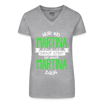 MARTINA die Echte - Bio Frauen T-Shirt mit V-Ausschnitt - Schwarz - Vorne