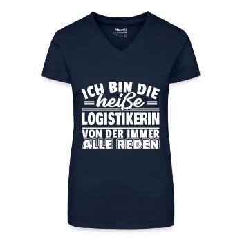 Heiße Logistikerin - Bio Frauen T-Shirt mit V-Ausschnitt - Dunkelblau - Vorne