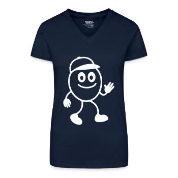 Ribbo - Figurine allumette amusante pour la bonne humeur - T-shirt bio col V Femme - bleu foncé - Devant