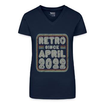 Geburtstag April 2022 Retro Geschenk - Bio Frauen T-Shirt mit V-Ausschnitt - Dunkelblau - Vorne