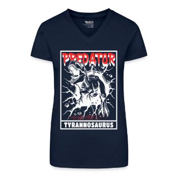 Predator - Tyrannosaurus - Organic Women's V-Neck T-Shirt - navy blue - Front