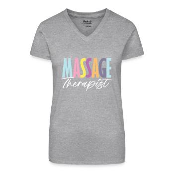 Massothérapeute Inspiration colorée - T-shirt bio col V Femme - noir - Devant