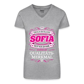 Qualitätsmerkmal Sofia einfach Erstklassig - Bio Frauen T-Shirt mit V-Ausschnitt - Schwarz - Vorne