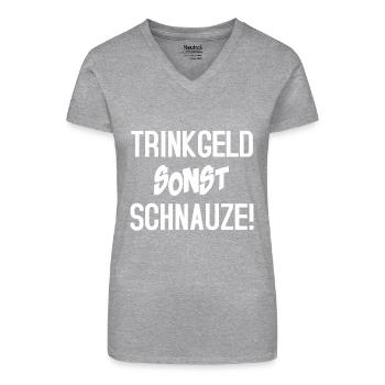 Trinkgeld sonst Schnauze - Bio Frauen T-Shirt mit V-Ausschnitt - Schwarz - Vorne