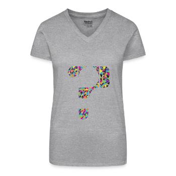 Point d'interrogation - T-shirt bio col V Femme - noir - Devant