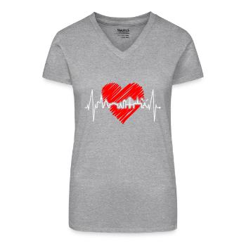 Copenhague Skyline Heartbeat Danemark Amour Hygge - T-shirt bio col V Femme - noir - Devant