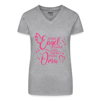 Engel ohne Flügel nennt man Oma - Bio Frauen T-Shirt mit V-Ausschnitt -  - Vorne
