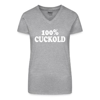 cuckold - Bio Frauen T-Shirt mit V-Ausschnitt - Schwarz - Vorne